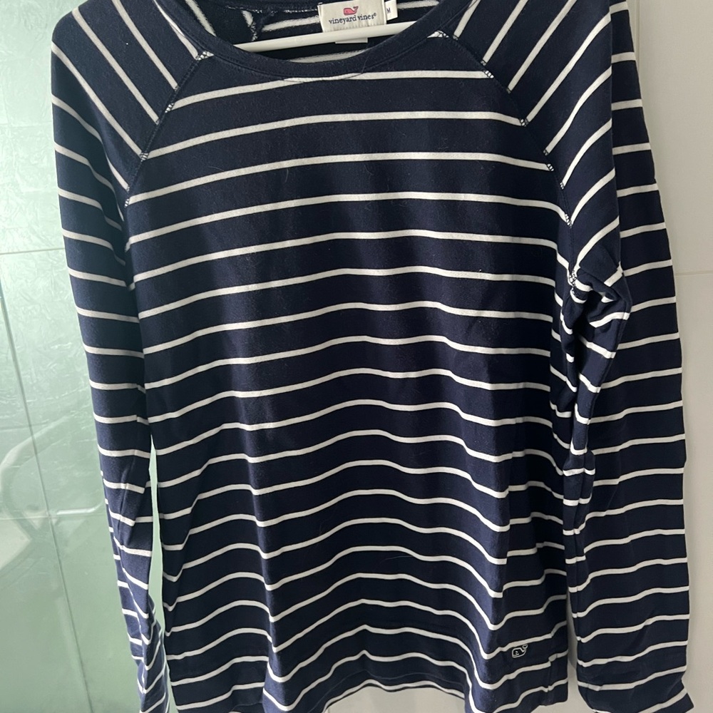 Vineyard Vines Blue and White Long Sleeve Tee